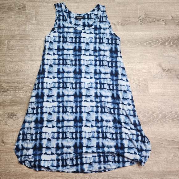 ELLEN TRACY Blue White Tank Dress Tie Dye Pattern Sleeveless XL - Picture 10 of 10